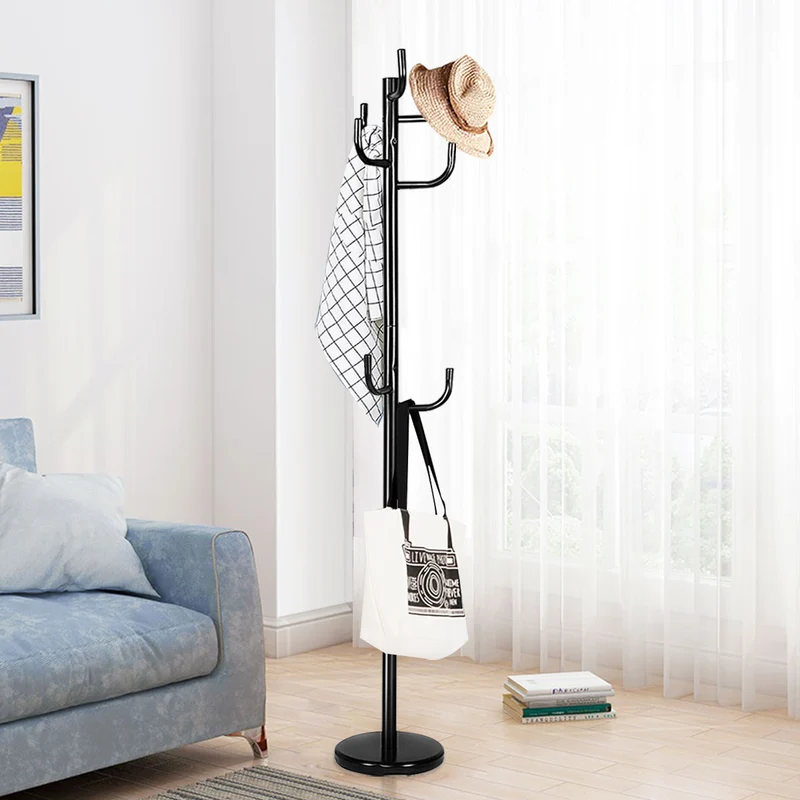 Costway - Garderobenständer, Jackenständer, Garderobenständer mit 8 Haken, Jackenständer aus Metall, 38 x 175 cm, Schwarz