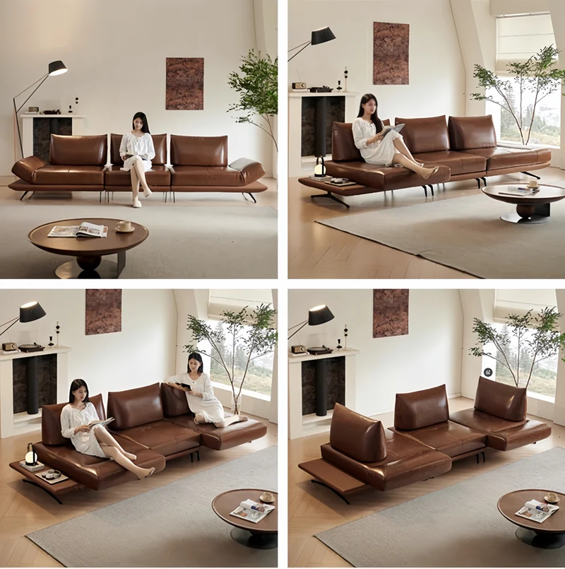 Modernes modulares Insel-Drehsofa mit verstellbarer Armlehne und Rückenkissen