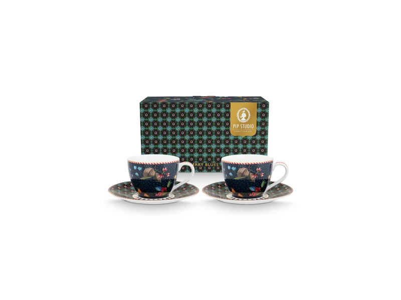 PIP STUDIO Berry Blues Espressotasse m.U.blau 120ml Set2