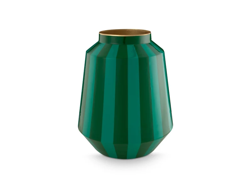 PIP STUDIO Vase Metall Stripes grün 24x29cm