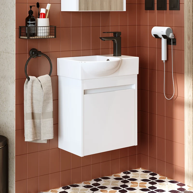 Roomart Waschbeckenunterschrank LEO, 46,5 cm, Hahnloch rechts, in 4 Farben