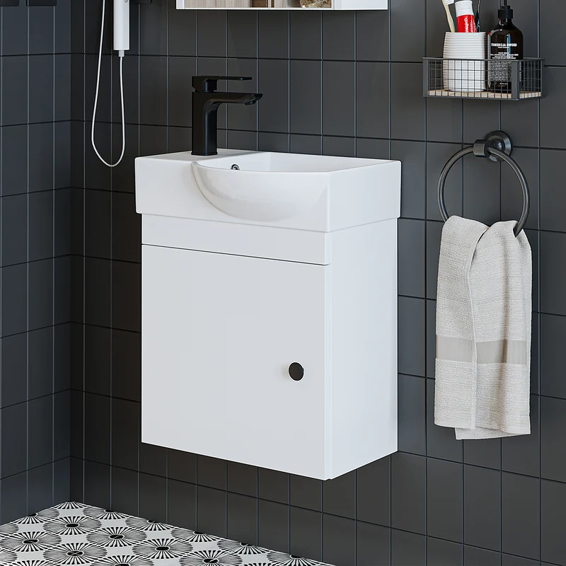 Roomart Waschbeckenunterschrank PUNTO, 46,5 cm, Hahnloch links, in 4 Farben