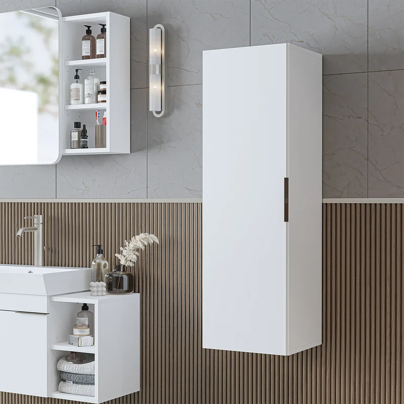 Roomart Bad Hochschrank LYCIA, 114 cm, schmaler Seitenschrank mit Stauraum, in 4 Farben