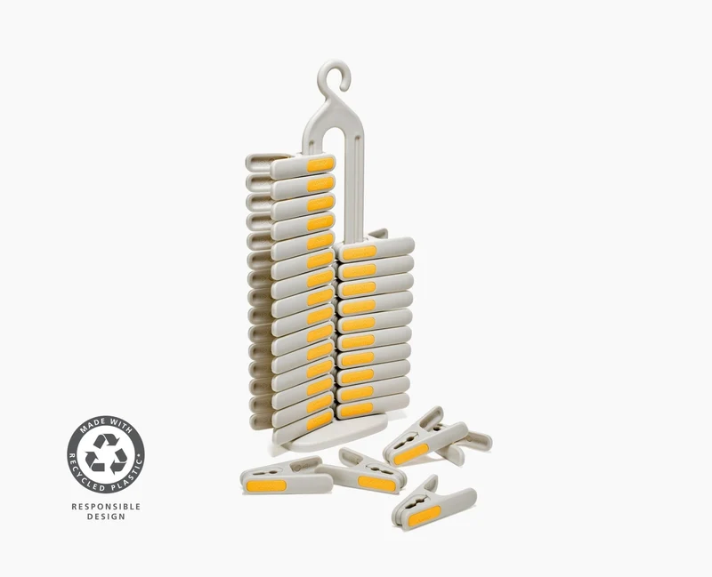 PegStore™ 30-teiliges Wäscheklammern-Set mit Halterung