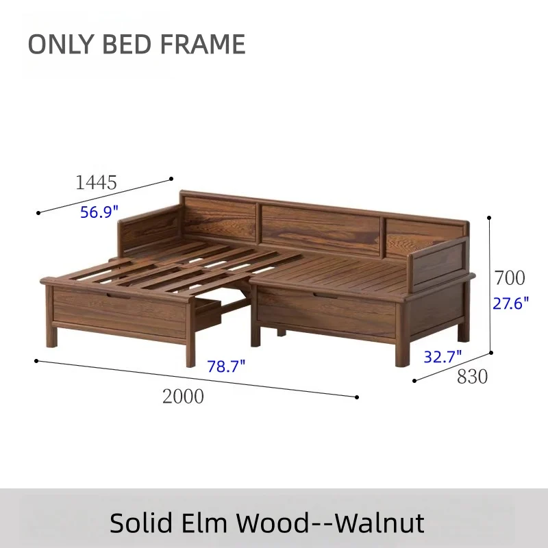 3-in-1-Arhat-Bett aus Massivholz mit Stauschubladen darunter