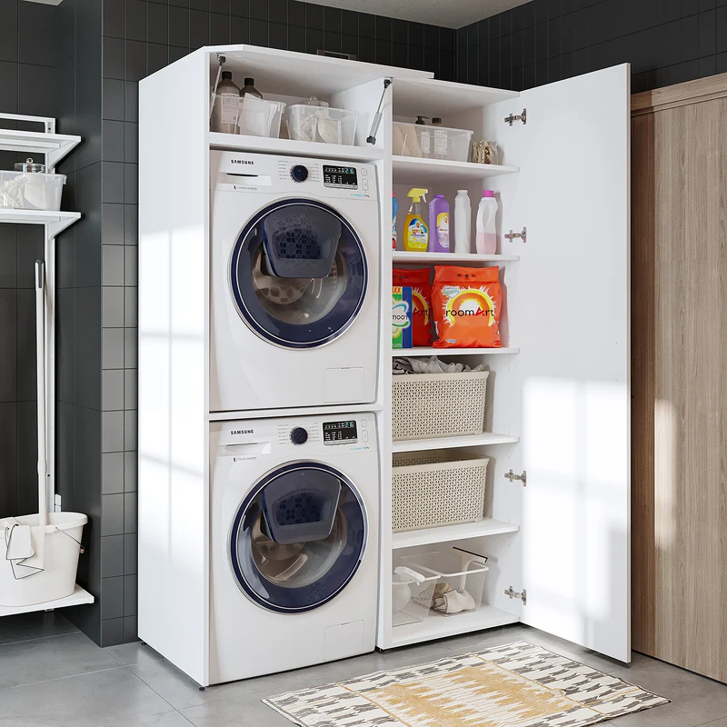 Roomart Waschmaschinenschrank DUO-II, 127 cm, für Waschmaschine und Trockner mit Hochschrank, in 2 Farben