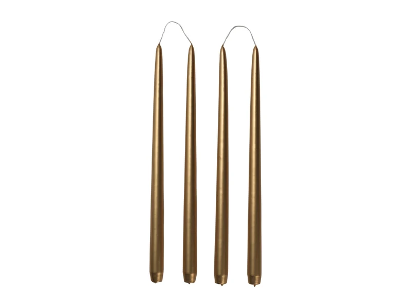 Broste Copenhagen Smooth Glossy getauchte Kerze gold 38cm Set4