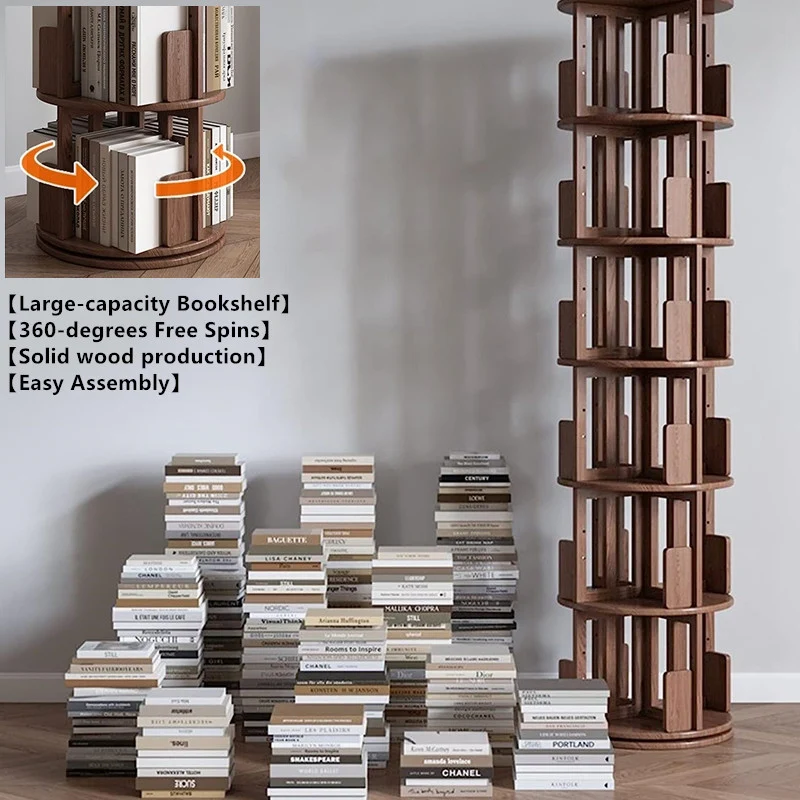 Um 360° drehbares Bücherregal aus Massivholz