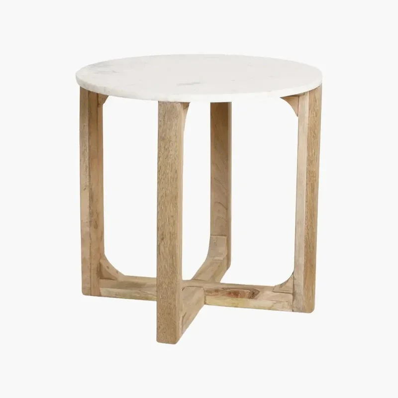 Runder Ablagetisch Marmor Weiß
