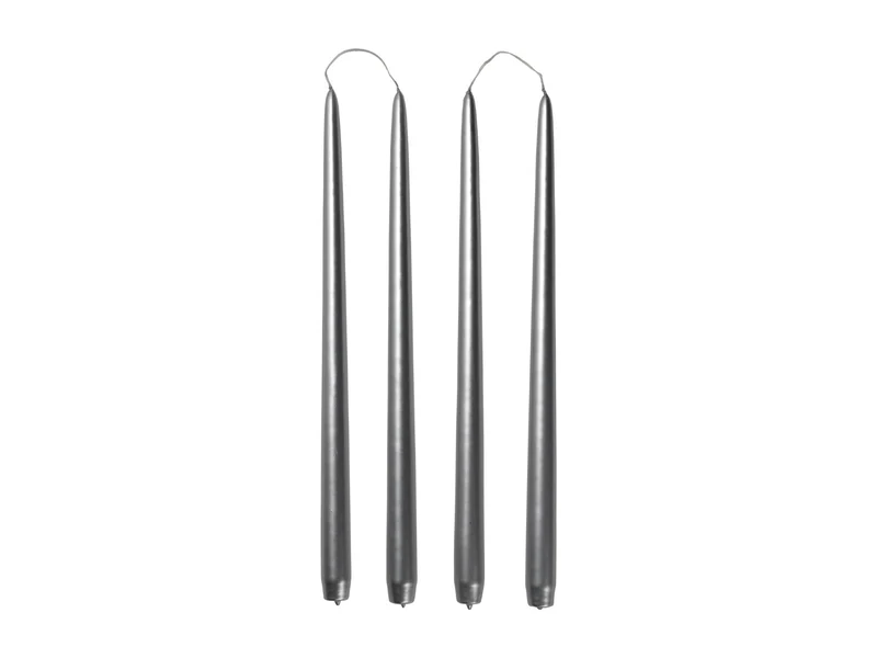 Broste Copenhagen Smooth Glossy getauchte Kerze silver 38cm Set4