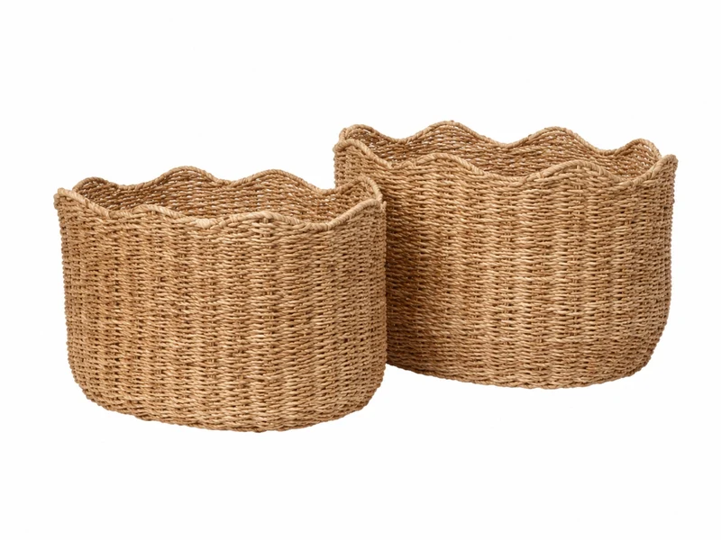 Broste Copenhagen Lola Korb natural brown 30cm Set 2tlg