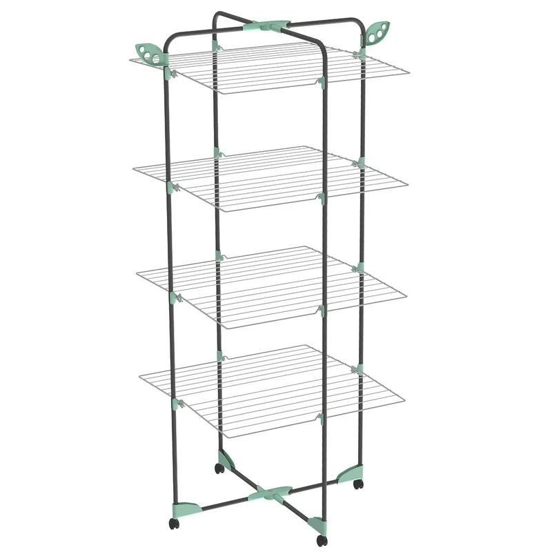 Colombo Alpina 40 – Klappbarer Turmwäscheständer auf Rollen, 40 m Trockenlänge, 68 × 68 × 160 cm, Made in Italy