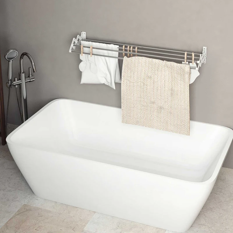 Colombo Soffietto 120 - Wäscheständer Wand, Ausziehbarer Wand-Wäschetrockner, Aluminium