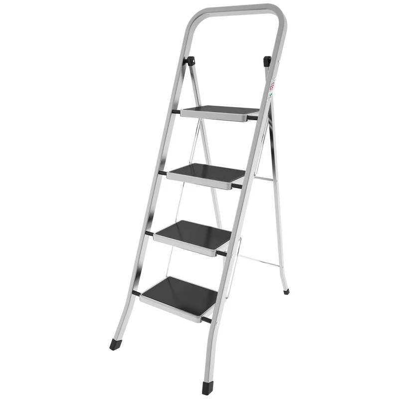 Colombo FACTOTUM ALUMINIUM - Trittleiter, 4 Stufen, Klappleiter Alu, Stufenleiter, Stufengröße 30x21 cm, Max. Belastbar: 150 kg, Hergestellt in Italien