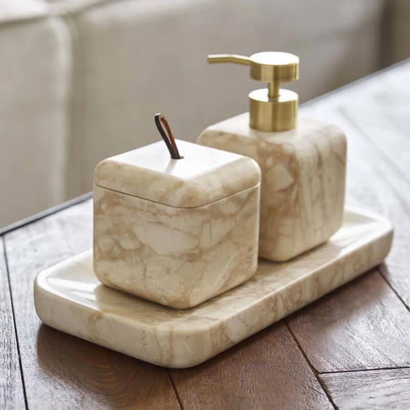 Marmor Badezimmer Accessoires Blake – Gold-Beige