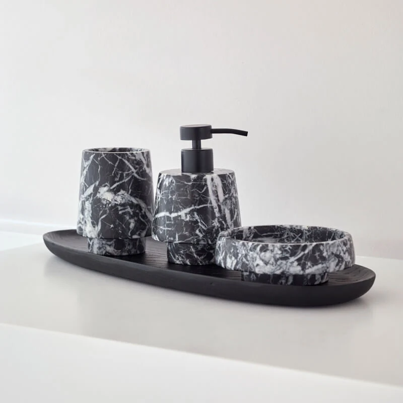Luxus Badaccessoires Marmor schwarz Orion