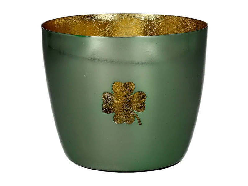 Giftcompany Madras Windlicht M Kleeblatt hellgrün/gold 8,5cm