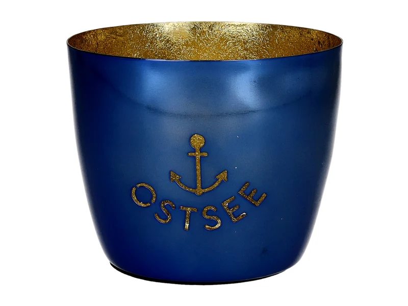 Giftcompany Madras Windlicht M Ostsee blau/gold 8,5cm
