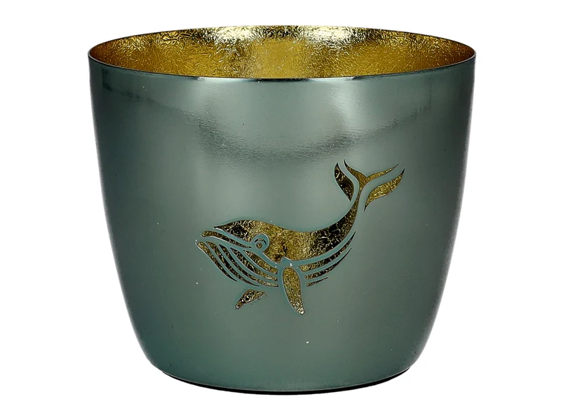 Giftcompany Madras Windlicht M Wal hell grün/gold 8,5cm