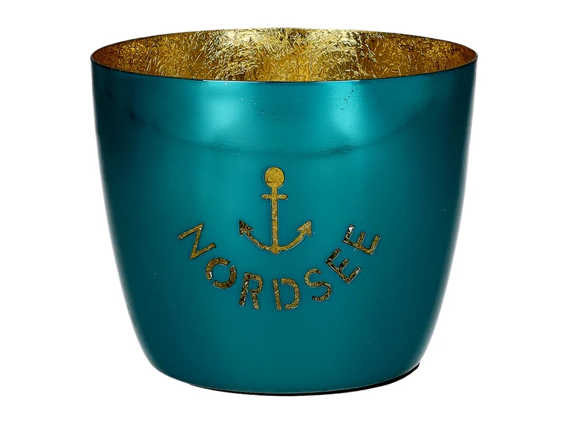 Giftcompany Madras Windlicht M Nordsee türkis/gold 8,5cm