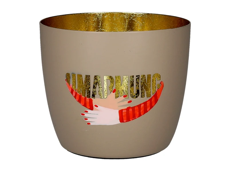 Giftcompany Madras Windlicht M Umarmung sandstone/gold 8,5cm