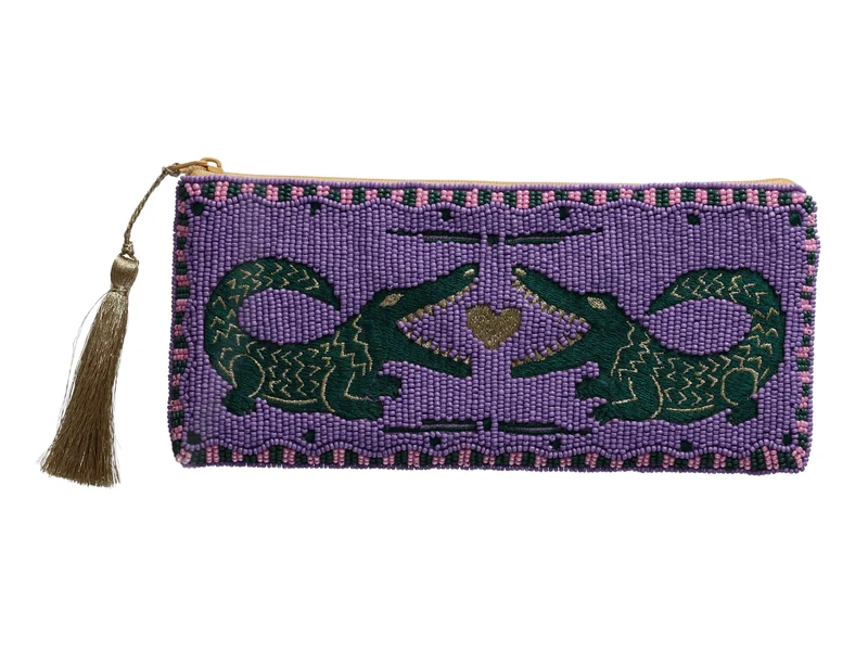 Giftcompany Elodie Kosmetiktasche L Krokodile lila/grün 22cm