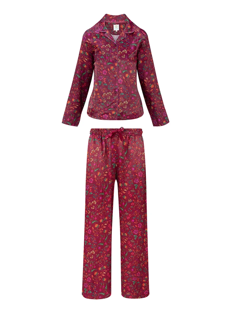 PIP STUDIO Flora Bangalore Faye & Bente Pyjama lang dark pink L 2tlg
