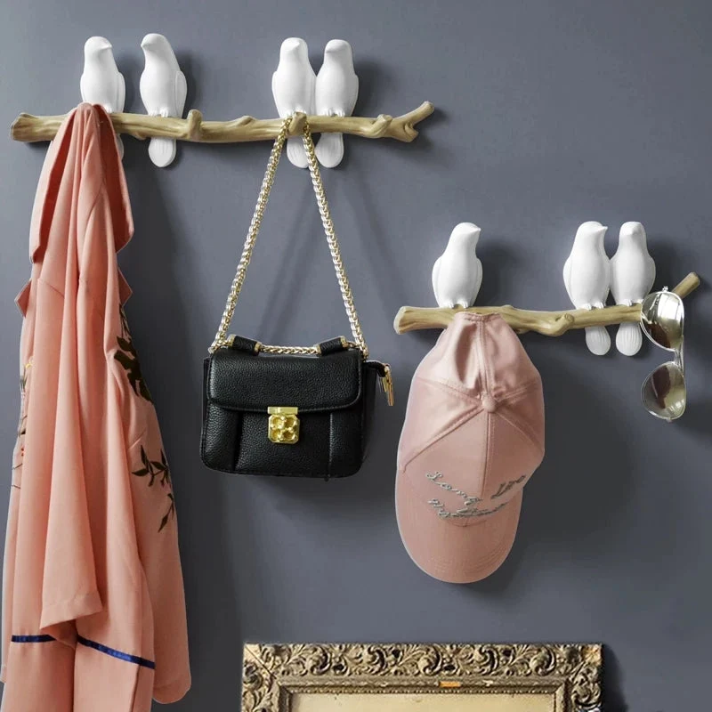 Birds On Tree Branch Decor Wandgarderobe mit Haken