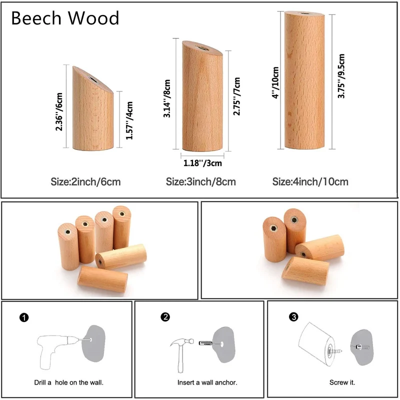 An der Wand befestigte Kleiderhaken aus Holz