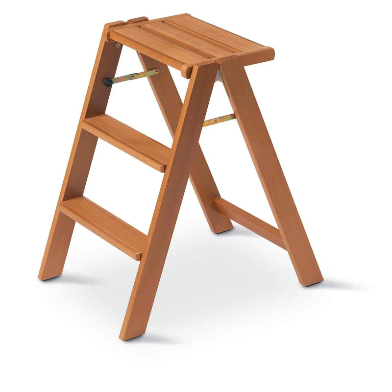 ARIT OSIMO – Klappbare Holz-Trittleiter mit 2 Stufen und breiter Plattform, Buche, Kirschbaum, Made in Italy
