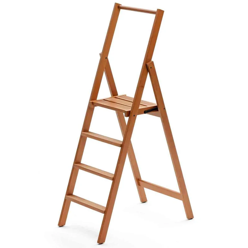 ARIT KIMORA 4 – Trittleiter aus Holz mit 4 rutschfesten Stufen, breiter Plattform und stabilen Füßen, Kirschbaum, Made in Italy