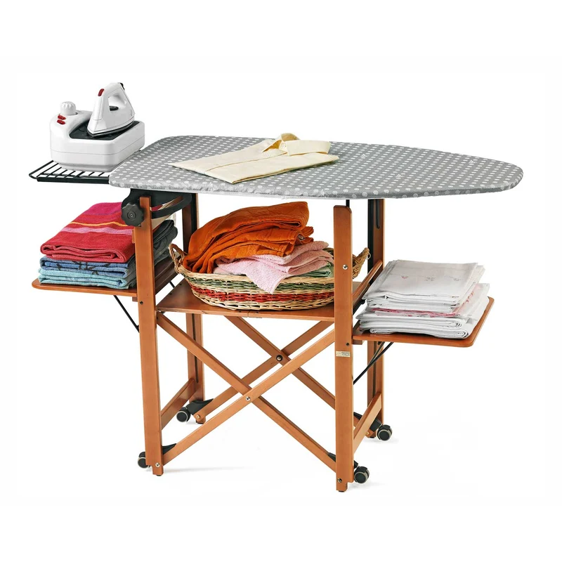 BRAVO - Bügeltisch, Bügelstation, Bügelbrett Holz, größte Arbeitsfläche in seiner Kategorie 115 x 54 cm, Höhe 86-92 cm, Farbe Kirsche, Made in Italy