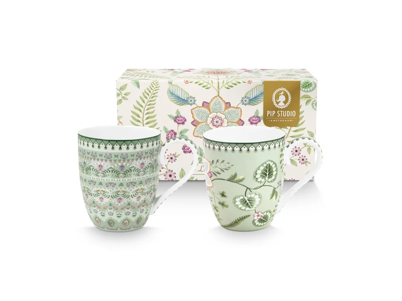 PIP STUDIO Lily&Lotus Light Green Becher 450ml XL Set2