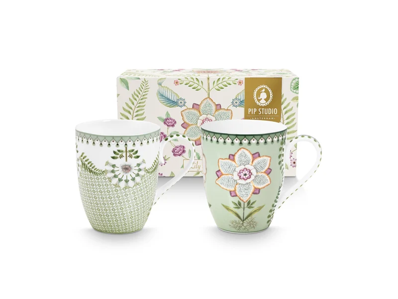 PIP STUDIO Lily&Lotus Light Green Becher 350ml Large Set2