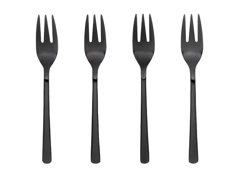 Broste Copenhagen HUNE Kuchengabel Titanium Mat Black 4tlg.