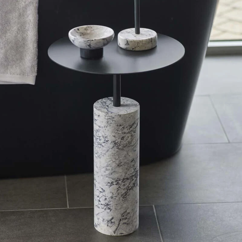Kleiner runder Beistelltisch Marmor Nero