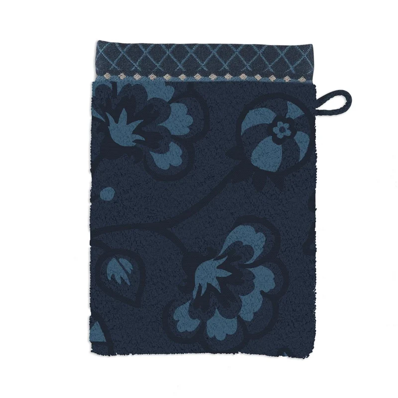 PIP STUDIO Jasmin Jaquard Waschhandschuh dark blue 16x22cm (1 Stück)