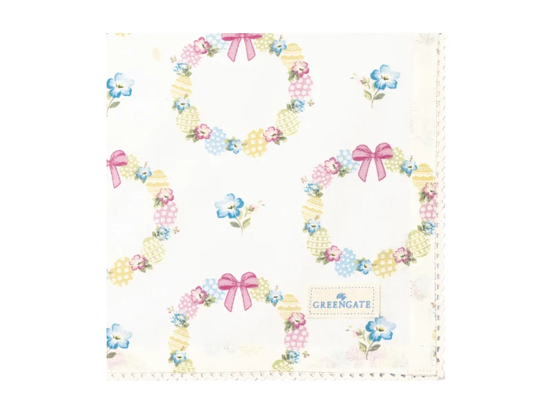 Greengate Sorina Stoffserviette mit Spitze white 40x40cm