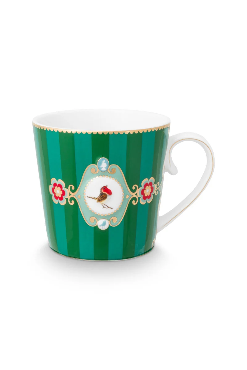 PIP STUDIO Love Birds Medaillon Henkelbecher Stripes grün 0,25l