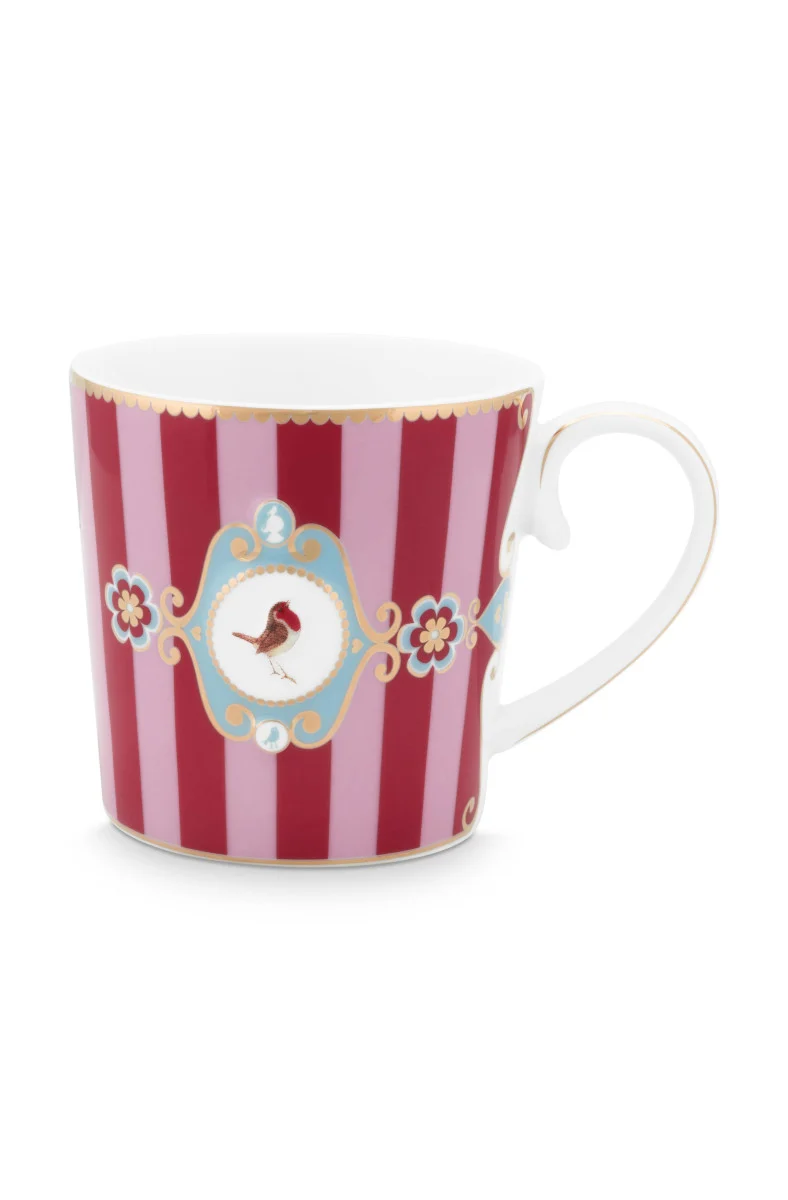 PIP STUDIO Love Birds Medaillion Henkelbecher Stripes rot/pink 250ml