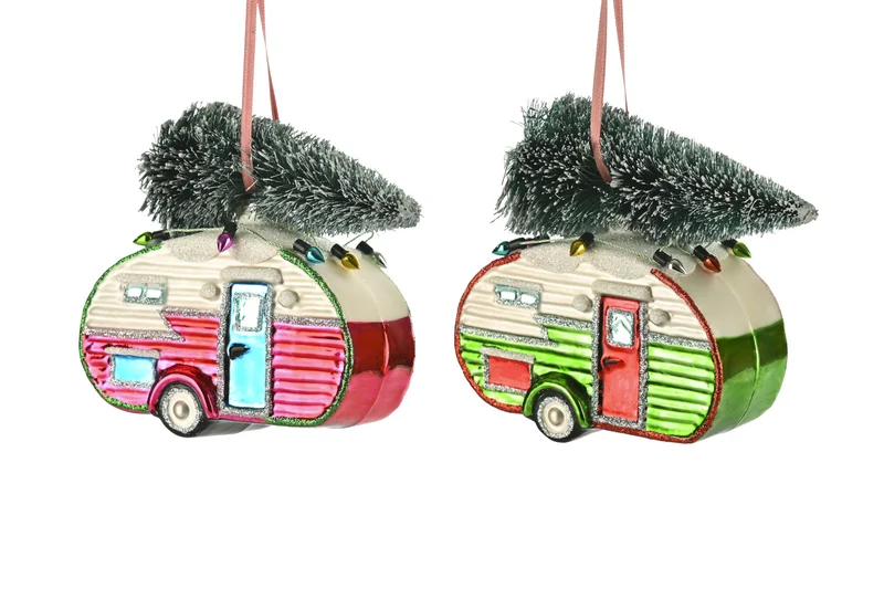 Giftcompany Hänger Wohnanhänger mit Baum sortiert rot/grün 5cm (1 Stück)