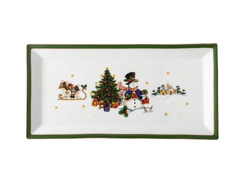 Hutschenreuther Happy Wintertime Green Platte eckig 36cm