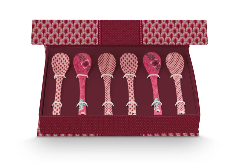 PIP STUDIO Flower Festival Oriental Geschenkset Teelöffel dark pink 13cm