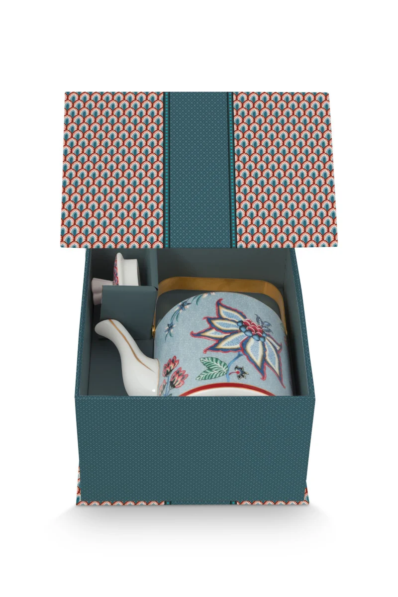 PIP STUDIO Flower Festival Oriental Geschenkset Teekanne blau 1l
