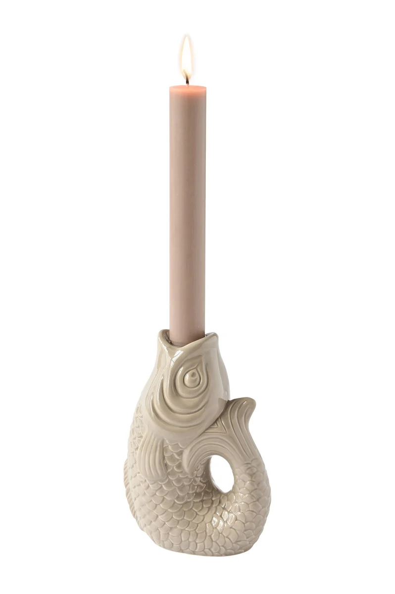 Giftcompany Monsieur Carafon Kerzenhalter Fisch S sandstone 16,2cm