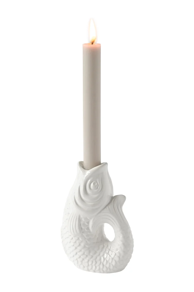 Giftcompany Monsieur Carafon Kerzenhalter Fisch S weiss 16,2cm