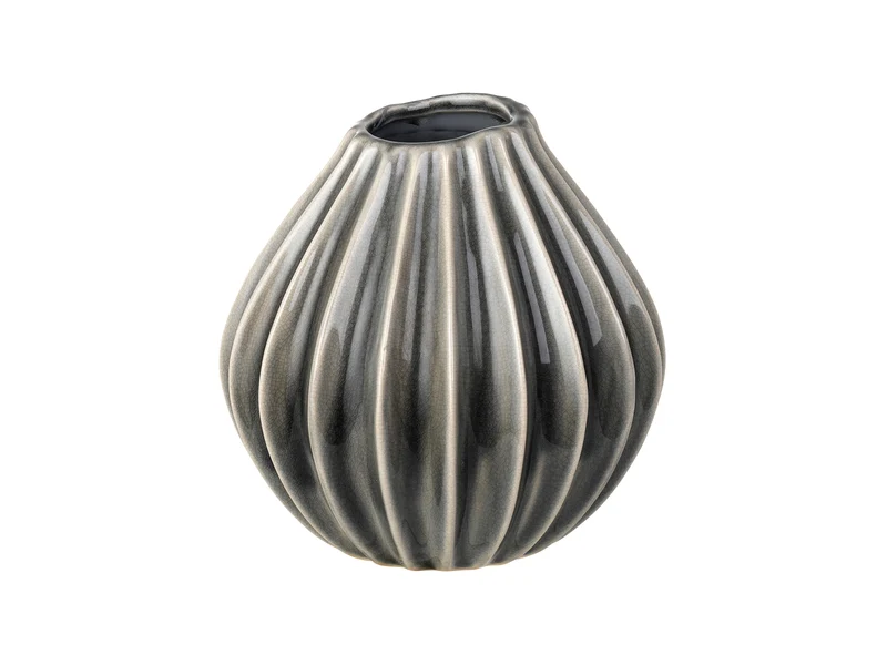 Broste Copenhagen WIDE Vase S Keramik Smoked Pearl 15 cm