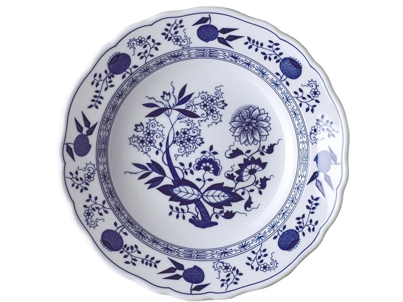 Hutschenreuther Blau Zwiebelmuster Suppenteller m. Fahne 23 cm