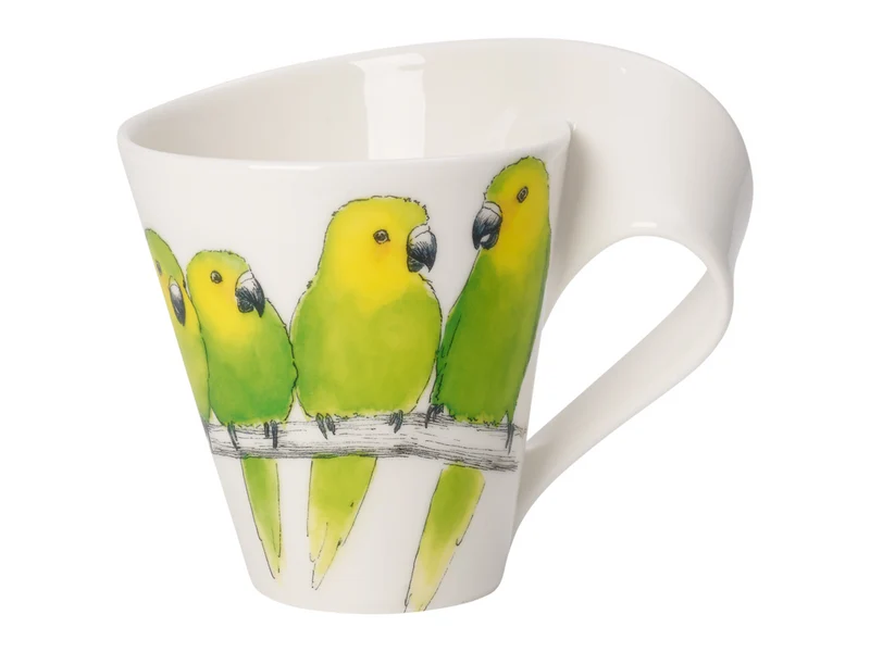 Villeroy & Boch New Wave Caffe Becher m. Henkel Braunwangensittich