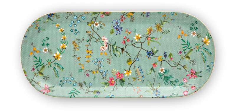 PIP STUDIO Jolie Flowers Blue Kuchenplatte rechteckig